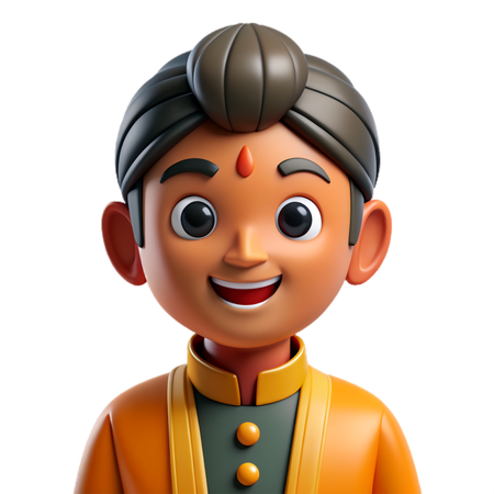 South Asian Man Avatar  3D Icon