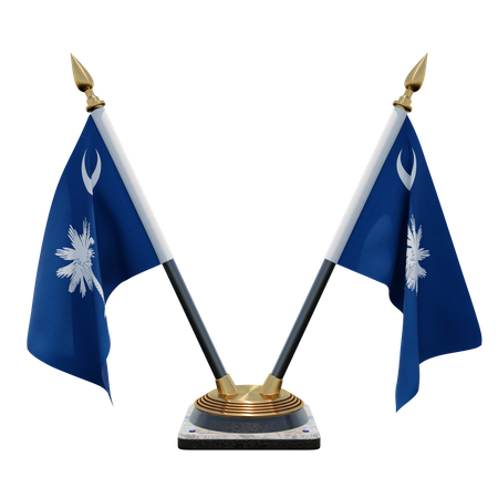 South Carolina Double (V) Desk Flag Stand  3D Icon