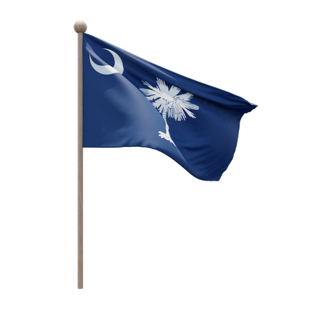 South Carolina Flag Pole  3D Flag