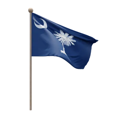 South Carolina Flag Pole  3D Flag