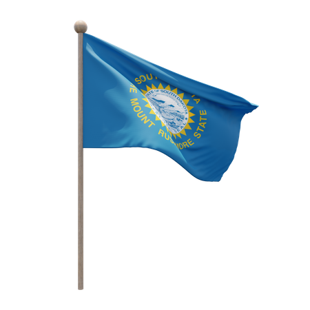 South Dakota Flag Pole  3D Illustration
