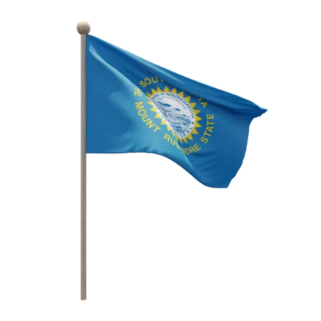 South Dakota Flagpole  3D Flag