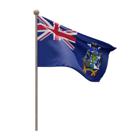 South Georgia and the South Sandwich Islands Flag Pole  3D Flag