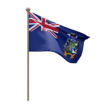 South Georgia and the South Sandwich Islands Flag Pole  3D Flag