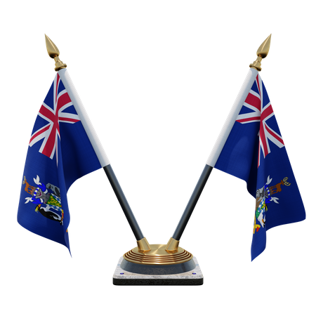 South Georgia and the South Sandwich Islands Double (V) Desk Flag Stand 3D Icon