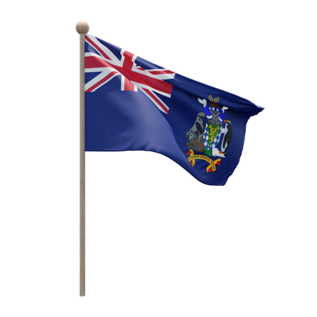 South Georgia and the South Sandwich Islands Flagpole 3D Illustration