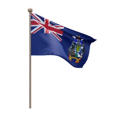 South Georgia and the South Sandwich Islands Flagpole 3D Illustration