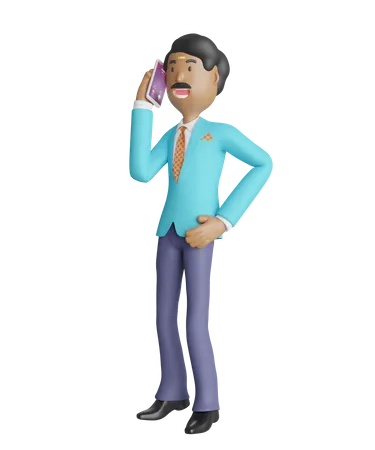 South Indian businessman talking on the phone 3D Illustration