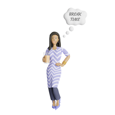 South Indian businesswoman enjoying break time  3D Icon