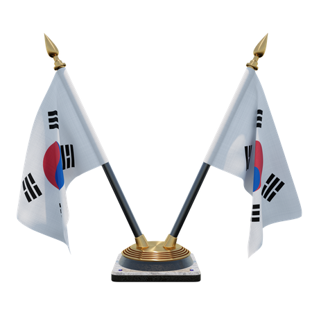 South Korea Double Desk Flag Stand  3D Illustration
