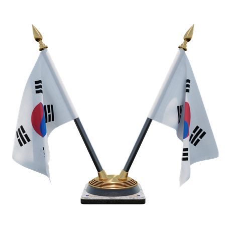 South Korea Double (V) Desk Flag Stand 3D Icon