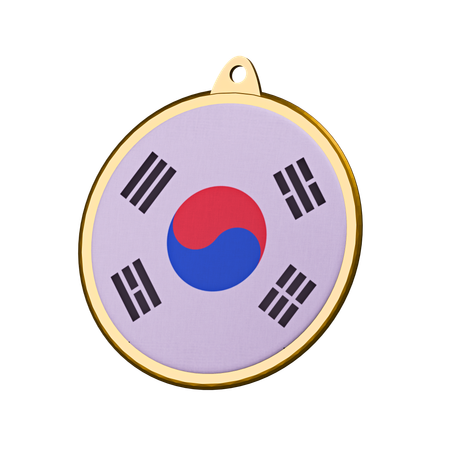 South Korea Flag Medal Badge  3D Icon