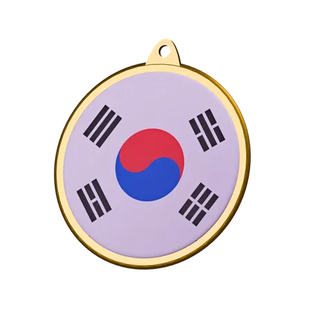 South Korea Flag Medal Badge  3D Icon