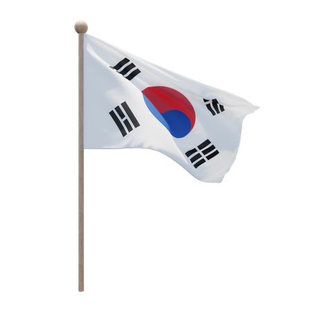 South Korea Flag Pole  3D Icon