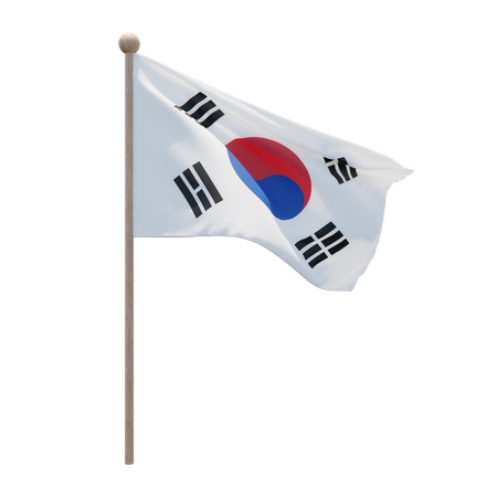 South Korea Flag Pole  3D Illustration