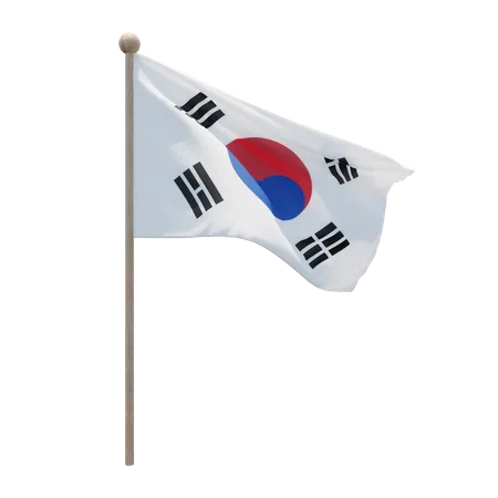 South Korea Flag Pole  3D Illustration