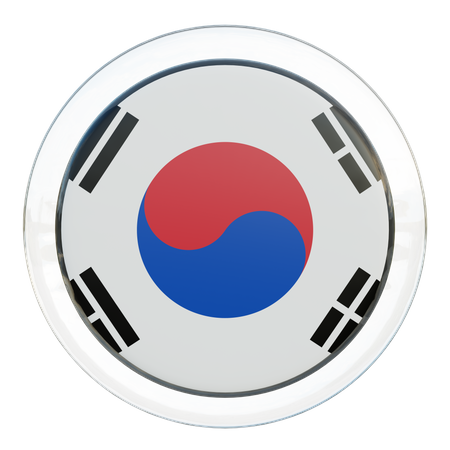 South Korea Round Flag 3D Icon