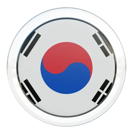 South Korea Round Flag  3D Icon