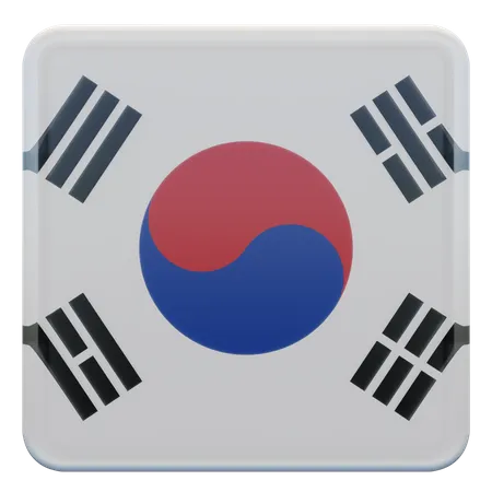 South Korea Square Flag  3D Icon