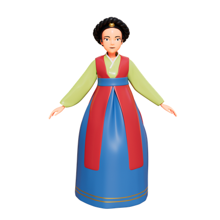 South Korean Lady  3D Illustration