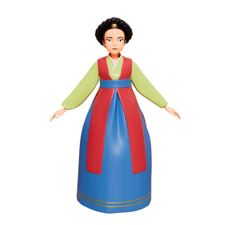 South Korean Lady  3D Illustration