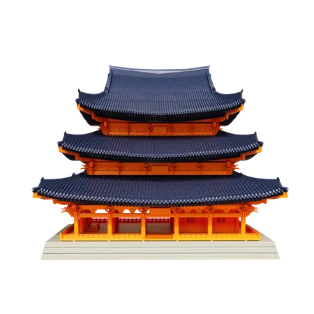 South Korean Temple  3D Illustration