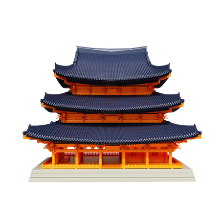 South Korean Temple  3D Illustration