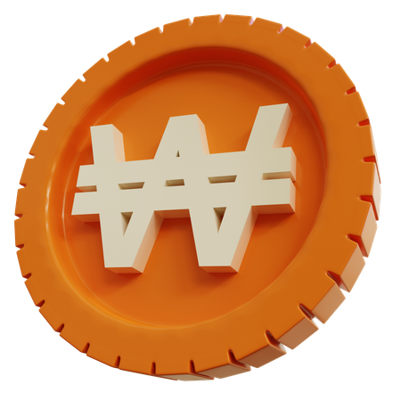 South Korean Won Coins  3D Icon