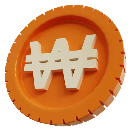 South Korean Won Coins  3D Icon
