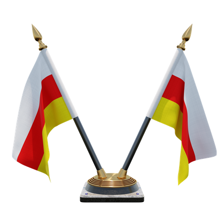 South Ossetia Double Desk Flag Stand  3D Flag