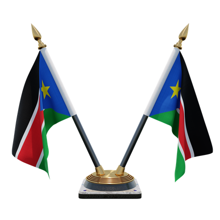 South Sudan Double (V) Desk Flag Stand  3D Icon