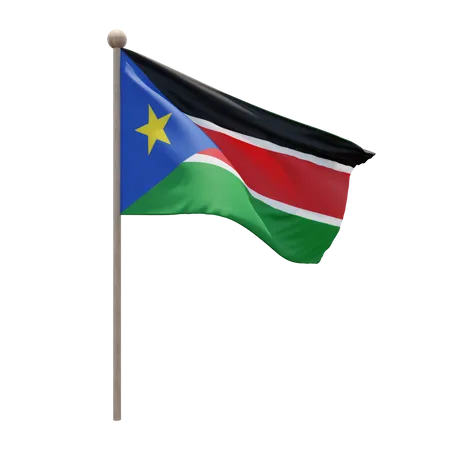 South Sudan Flag Pole  3D Flag