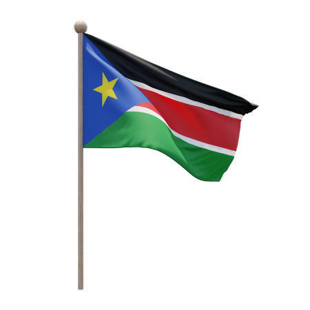 South Sudan Flag Pole  3D Flag