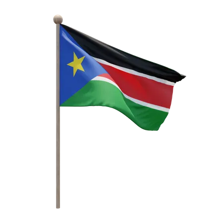 South Sudan Flag Pole  3D Illustration