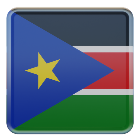 South Sudan Square Flag  3D Icon