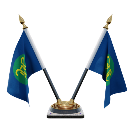 Southern African Development Community Double Desk Flag Stand 3D Illustration