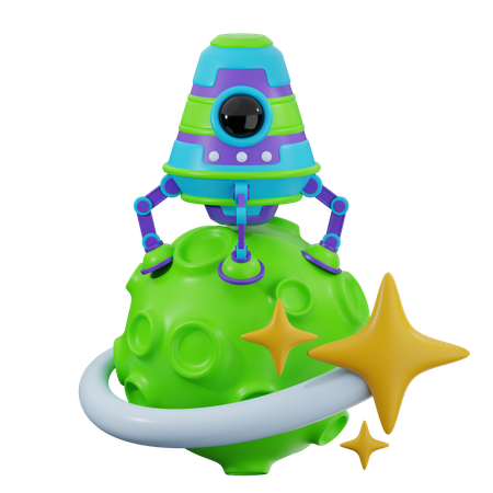 Space Capsule Landed On Moon  3D Icon