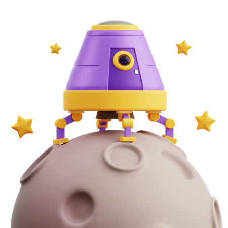 Space Capsule Landed On Moon  3D Icon