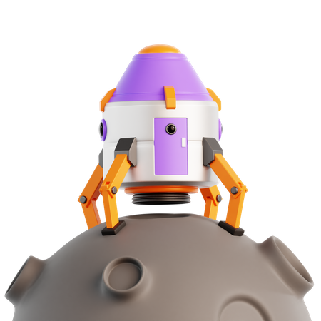 Space Capsule Landed On Moon  3D Icon