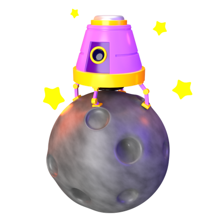 Space Capsule On Moon  3D Icon