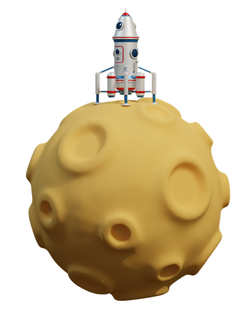 Space lander on Moon 3D Illustration