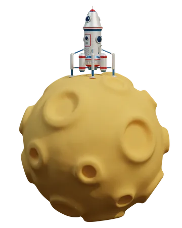 Space lander on Moon 3D Illustration