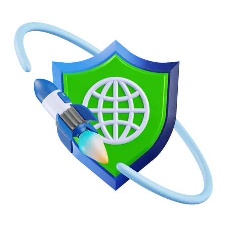 Space Security Illustration  3D Icon