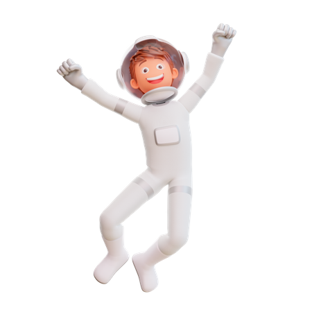 Spaceman Happy Jump 3D Illustration