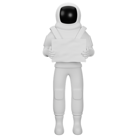 Spaceman Holding Placard  3D Illustration