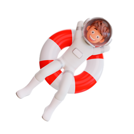 Spaceman On Float Tube  3D Illustration