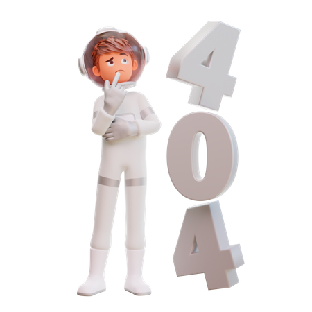 Spaceman With 404 Error 3D Illustration