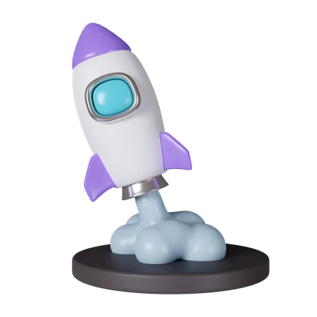 3 D Flying Space Rocket Spaceship Rocket Lunch Icon Isolated On Purple Background 3 D Rendering Illustration Clipping Path 3D Icon