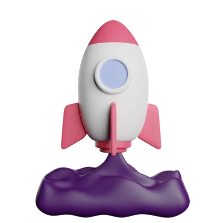 Spaceship Rocket Launch 3D Icon