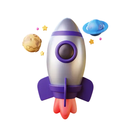 Spaceship Launch  3D Illustration